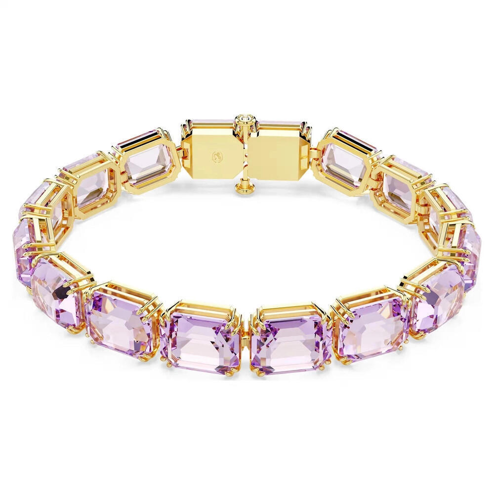 Swarovski Millenia Tennis Bracelet Octagon Purple Crystal Gold Tone